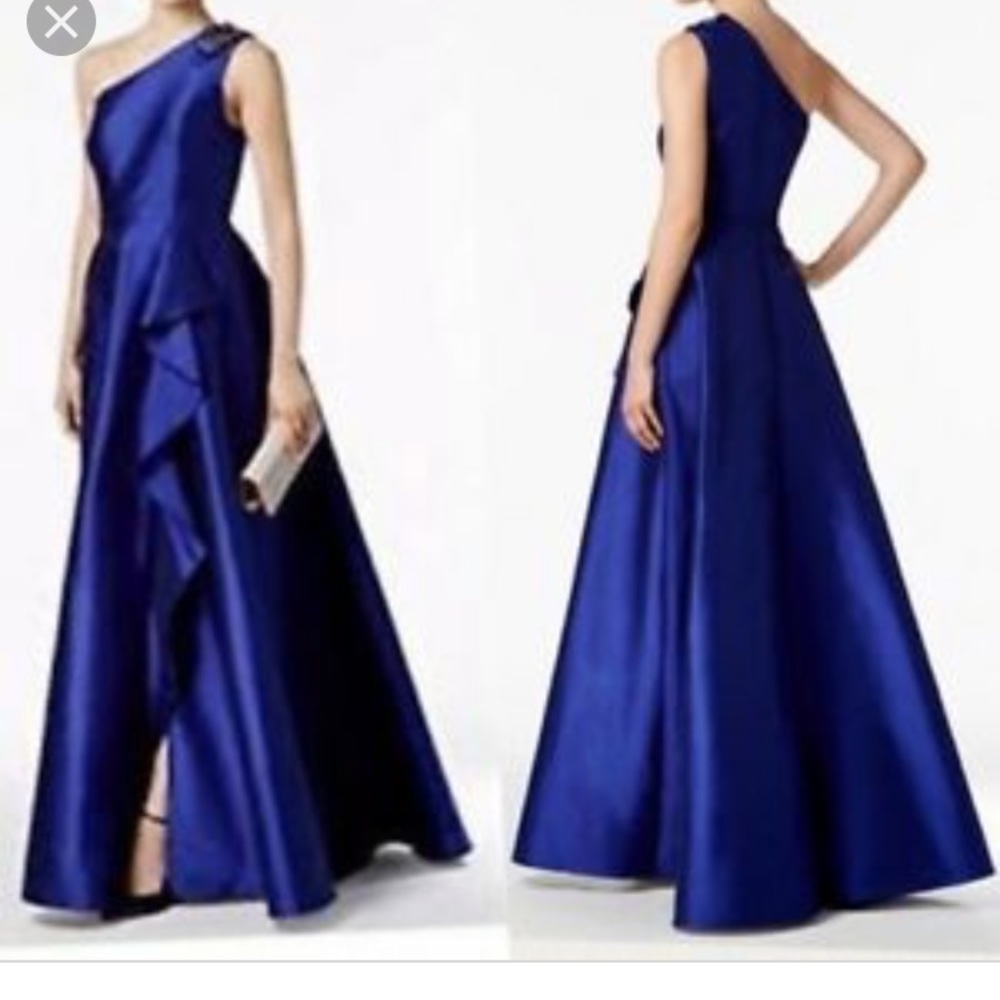 Royal Blue One-Shoulder Dress - With Pockets
